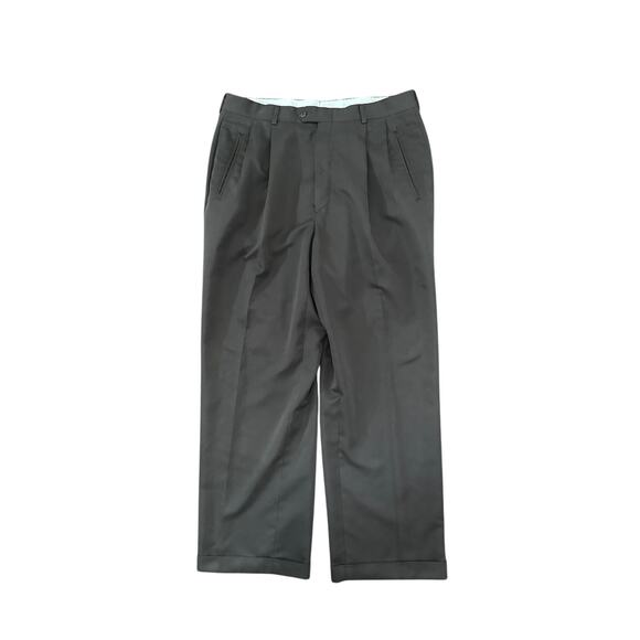 Haggar Black Label Mens 34x29 Micro Polyester Brown Dress Pants Pleated Cuffed - Picture 1 of 6